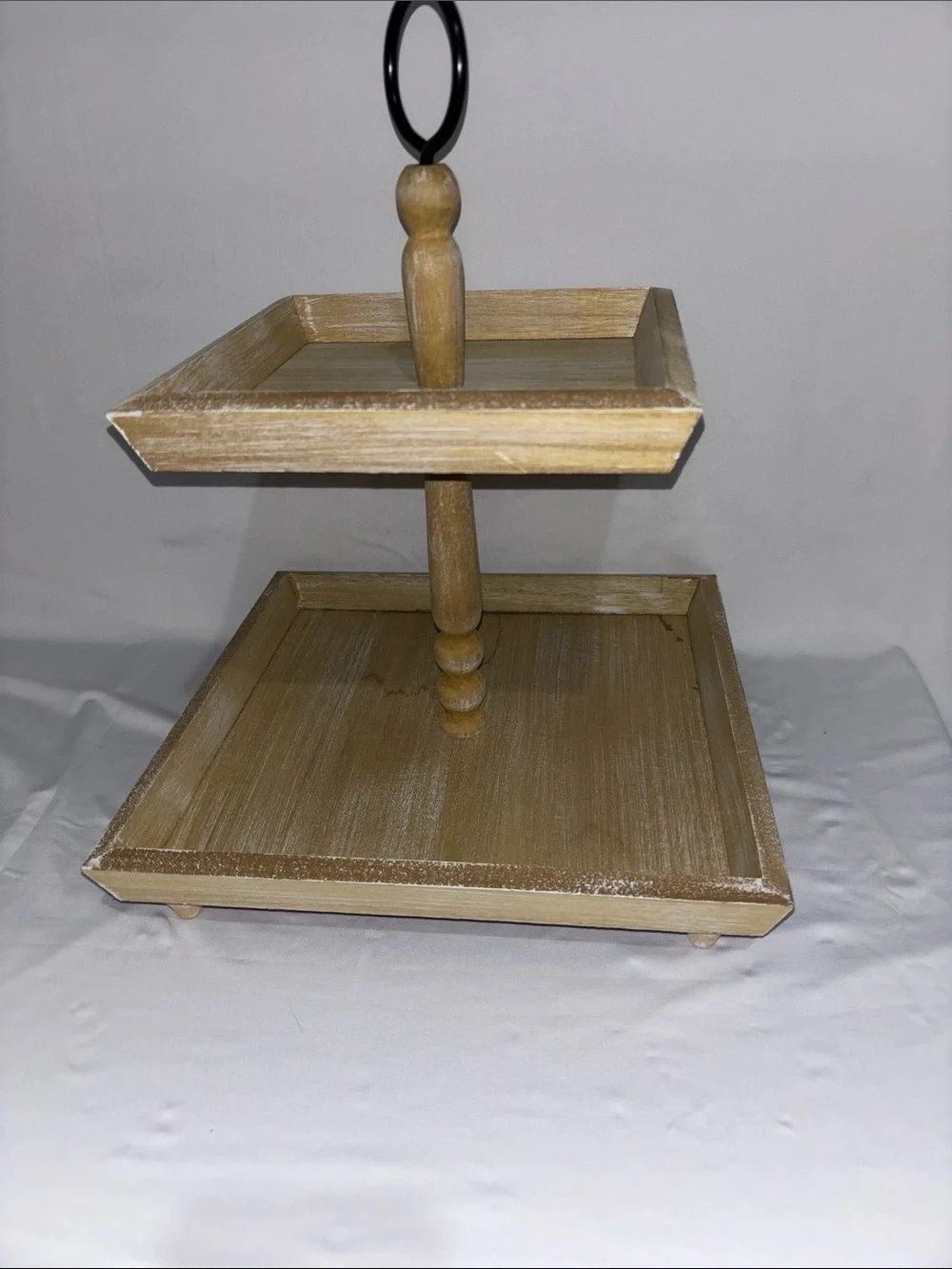 Wooden 2-Tier Serving Stand - Natural Finish